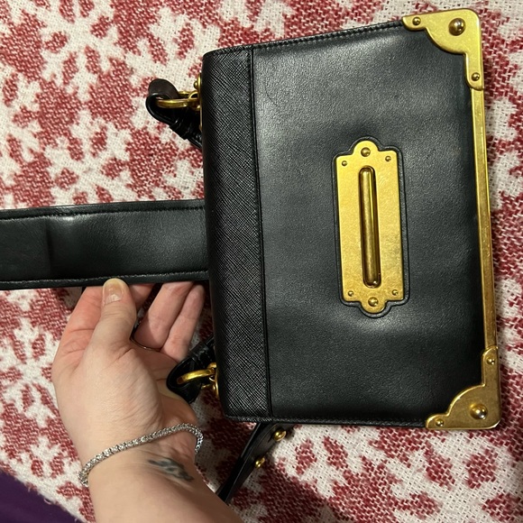 PRADA Cahier Large Black Leather Cross Body Bag - Picture 7 of 16